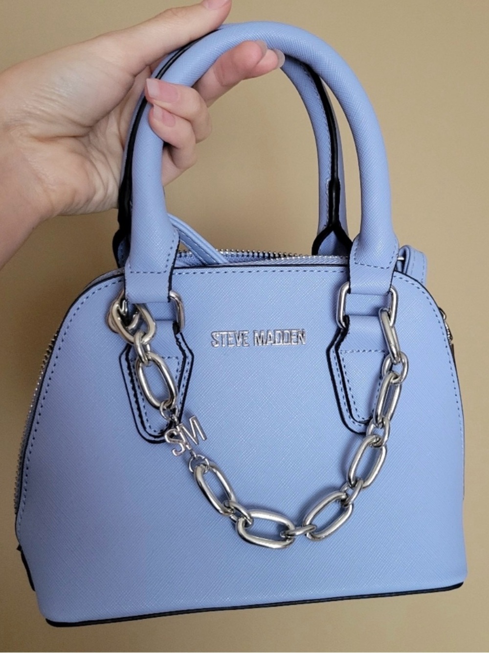 Steve Madden periwinkle Dome Satchel with Silver Chain